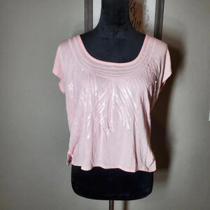 Love Tease Sequined Cotton Dolman Sleeve Blouse Pink Size Medium